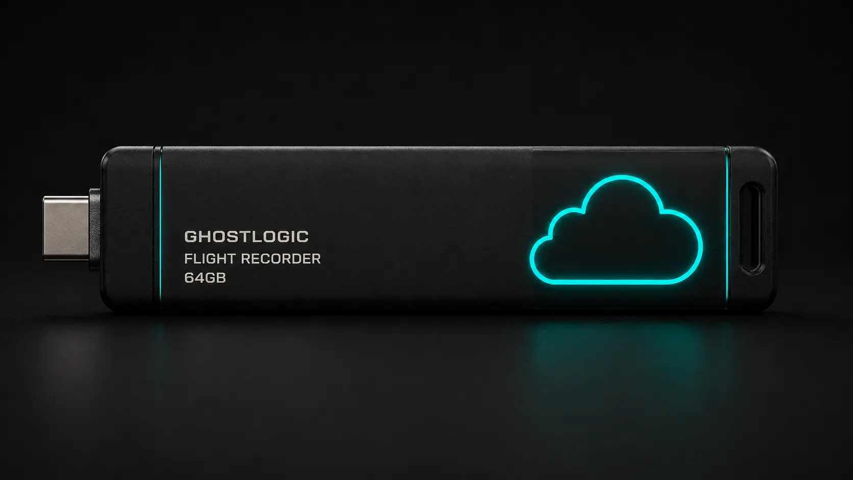 GhostLogic Flight Recorder illuminated teal in Trusted state